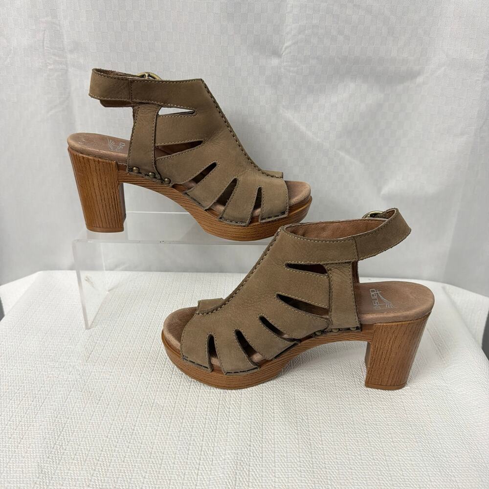 Dansko Sandals Womens Size 6 Demetra High Heel Ankle Strap Brown Leather 36 - Picture 9 of 11